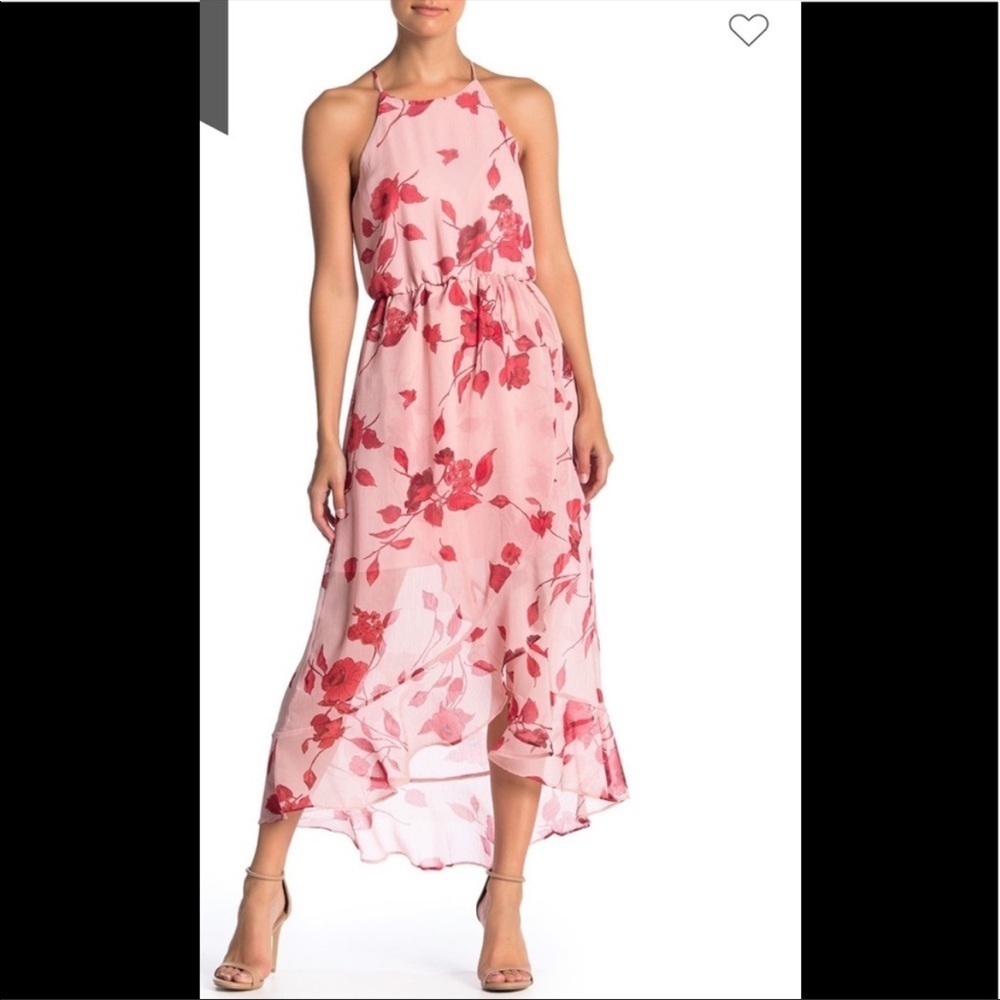Lush Nova Floral High/Low Flounce Hem Dress
